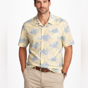 Daniel Cremieux Classics Men’s Floral Button Up Shirt Yellow Blue XXL Cotton